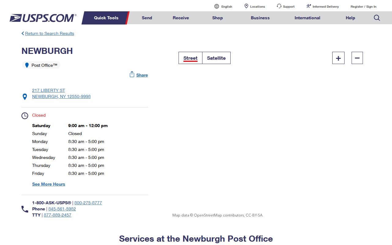 Newburgh ZIP code directory reference for the Newburgh Post Office at 12550