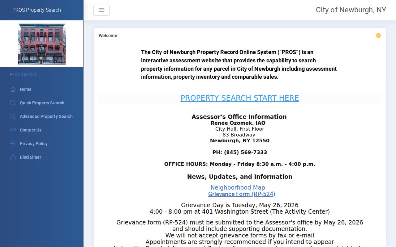 Newburgh residents directory PROS property search interface