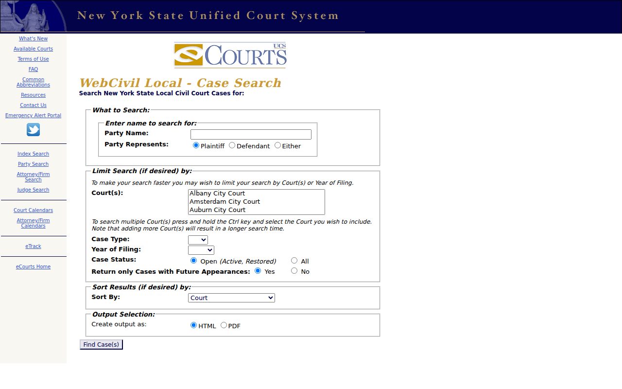 Newburgh residents directory WebCivil Local court search fields
